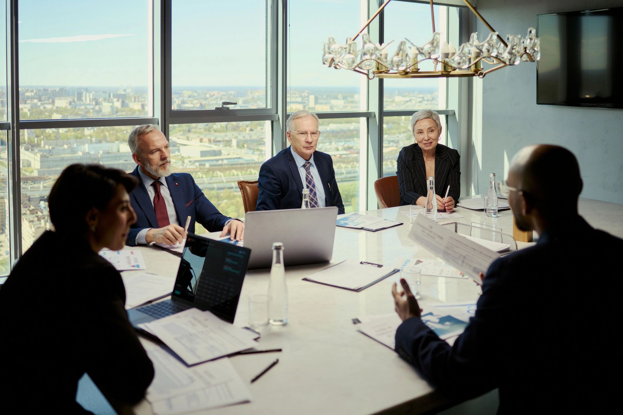 Leadership team discussing healthcare strategy